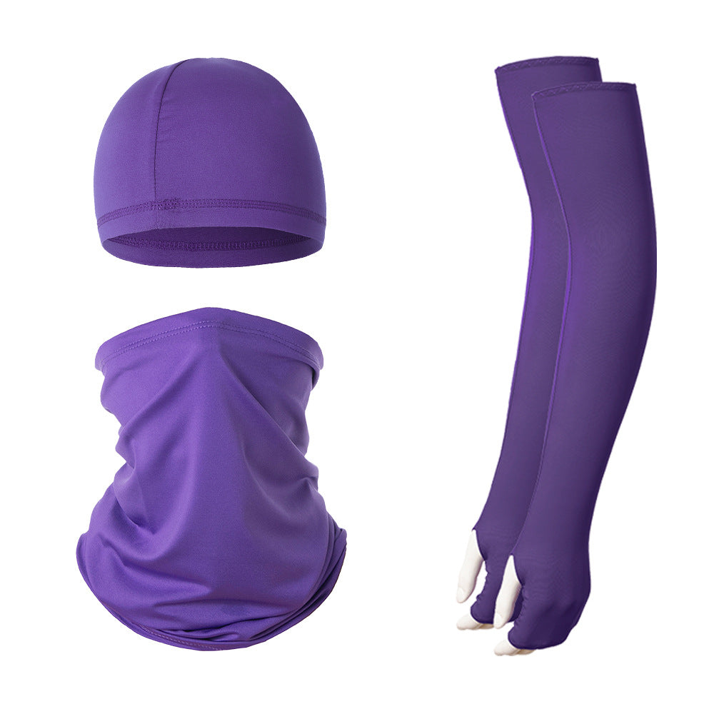 2 Sets Purple Cooling UV Protection Set - 2 Skull Cap, 2 Neck Gaiter & 4 Arm Sleeves for Outdoor Sports Tristar Online