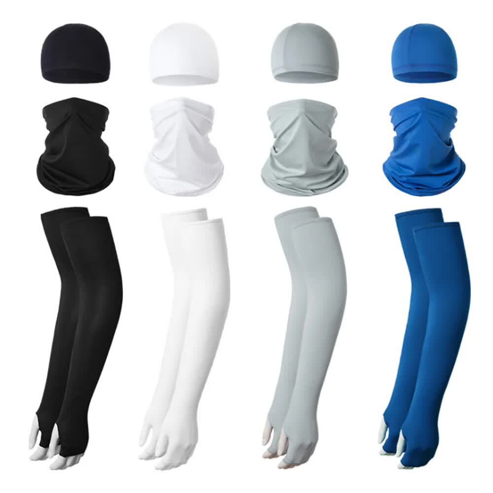 2 Sets Purple Cooling UV Protection Set - 2 Skull Cap, 2 Neck Gaiter & 4 Arm Sleeves for Outdoor Sports Tristar Online
