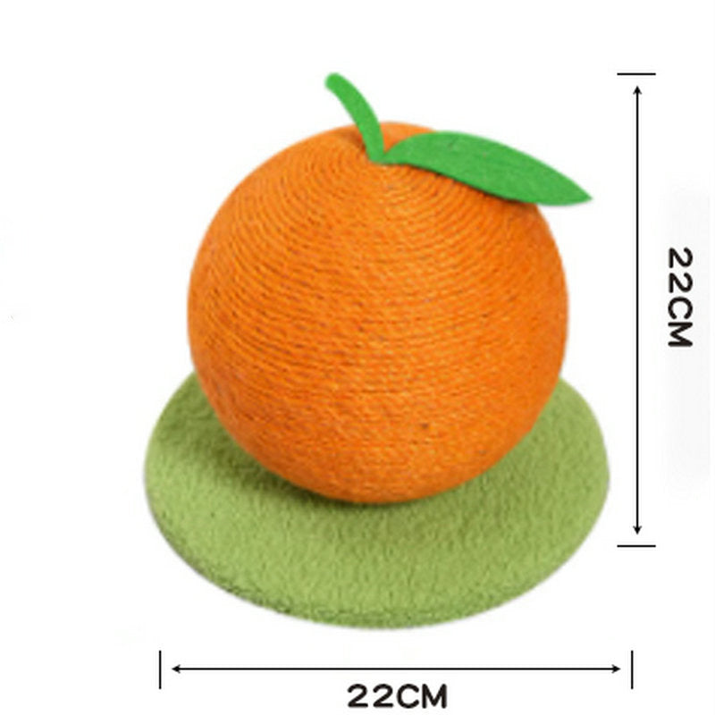 Orange Orange And Green Base Fun Fruit Shaped Sisal Cat Scratcher Ball - Durable Scratching Toy with Stable Base Tristar Online