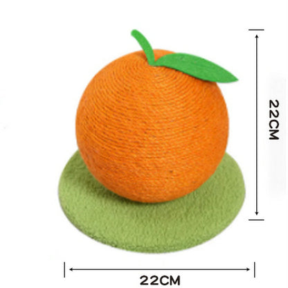 Orange Orange And Green Base Fun Fruit Shaped Sisal Cat Scratcher Ball - Durable Scratching Toy with Stable Base Tristar Online