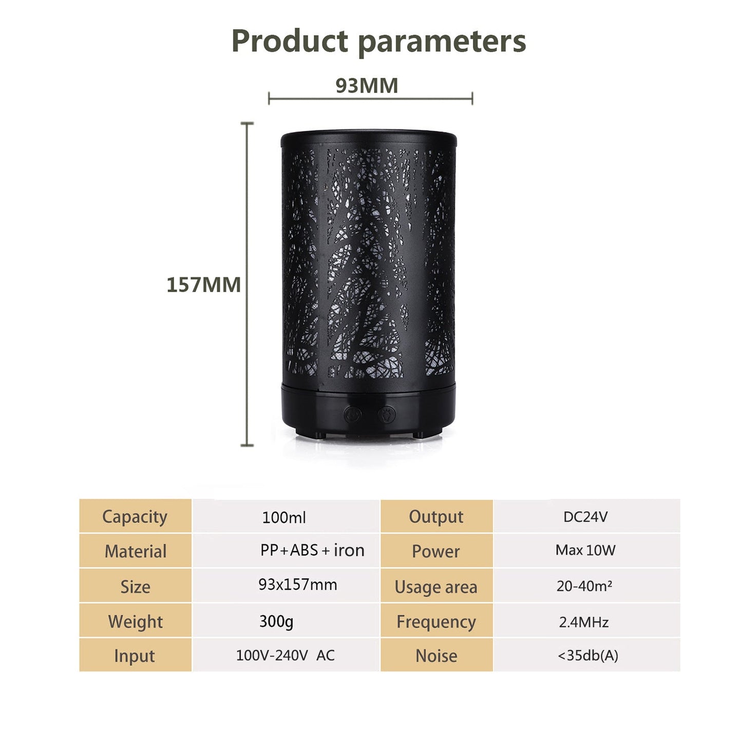 Black Forest Design Iron Essential Oil Diffuser - 7 Color LED Ultrasonic Cool Mist Humidifier 100ml Tristar Online