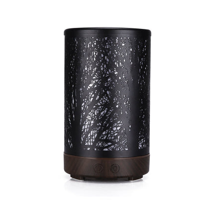 Coffee and Black Forest Design Iron Essential Oil Diffuser - 7 Color LED Ultrasonic Cool Mist Humidifier 100ml Tristar Online