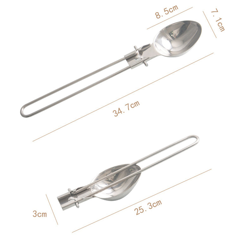 Silver 304 Stainless Steel Folding Camping Ladle  - 2 Pack Deep Serving Spoons, Portable & Eco-Friendly Tristar Online