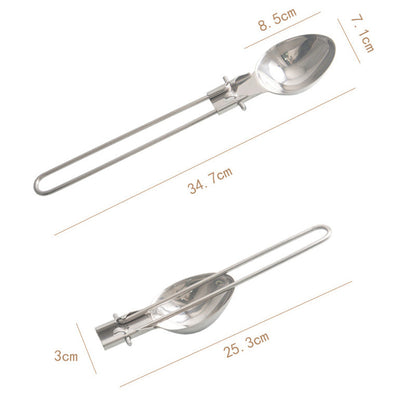 Silver 304 Stainless Steel Folding Camping Ladle  - 2 Pack Deep Serving Spoons, Portable & Eco-Friendly Tristar Online