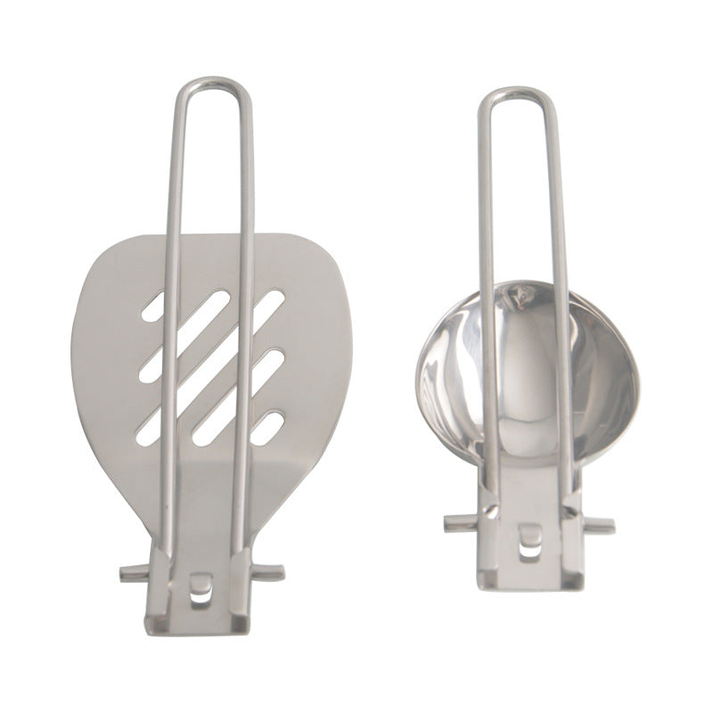 Silver 304 Stainless Steel Folding Camping Ladle  - 2 Pack Deep Serving Spoons, Portable & Eco-Friendly Tristar Online
