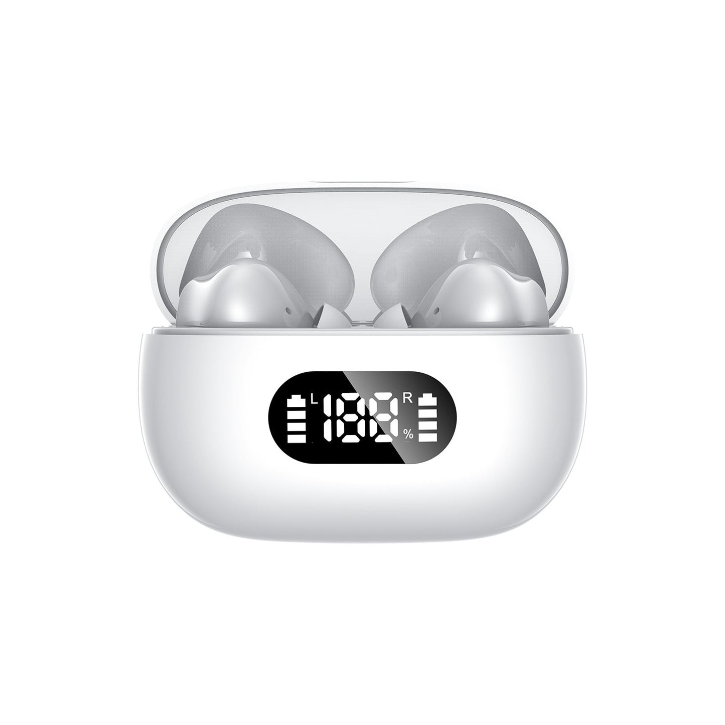 White ProBeat X5 TWS Earbuds: Bluetooth 5.3, LED Smart Display Case, Intuitive Touch Controls, Extended Playtime Tristar Online