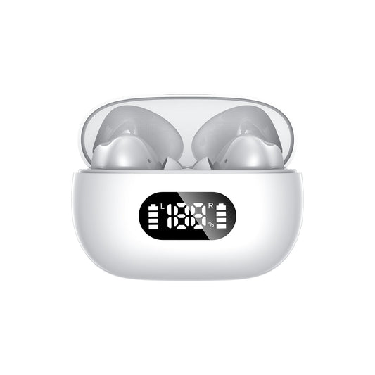 White ProBeat X5 TWS Earbuds: Bluetooth 5.3, LED Smart Display Case, Intuitive Touch Controls, Extended Playtime Tristar Online