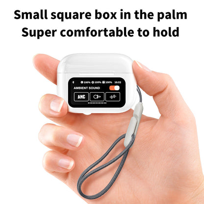 White AuraTune Pro: TWS Earbuds with Interactive LCD Case, ANC+ENC Noise Cancellation, AI Translation & EQ Modes Tristar Online