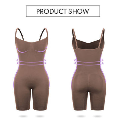 Size L Brown Seamless Full Body Shaper for Women - Tummy Control, Butt Lifter & Thigh Slimmer Bodysuit Tristar Online