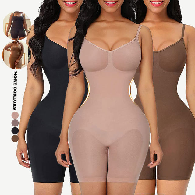 Size L Brown Seamless Full Body Shaper for Women - Tummy Control, Butt Lifter & Thigh Slimmer Bodysuit Tristar Online