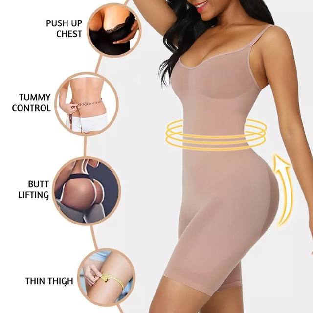 Size L Brown Seamless Full Body Shaper for Women - Tummy Control, Butt Lifter & Thigh Slimmer Bodysuit Tristar Online