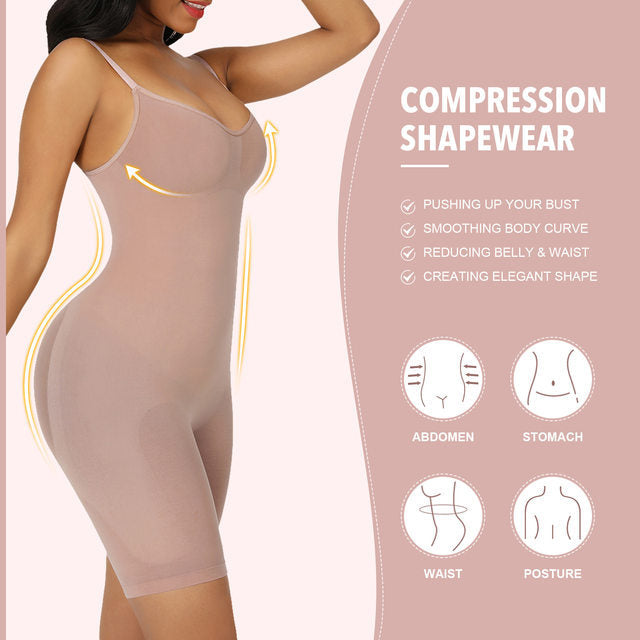 Size L Brown Seamless Full Body Shaper for Women - Tummy Control, Butt Lifter & Thigh Slimmer Bodysuit Tristar Online