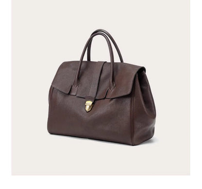 Size L Black Elegant Women's Leather Briefcase Tote - Vintage Style Large Capacity Commuter Handbag - Premium Cowhide Leather Tristar Online