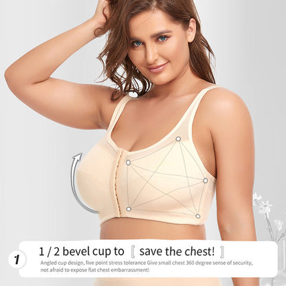 2 Pcs Size M Women's Wireless Large-Cup Lace Bra with Front Clasp - Comfortable, Breathable, Beige Tristar Online