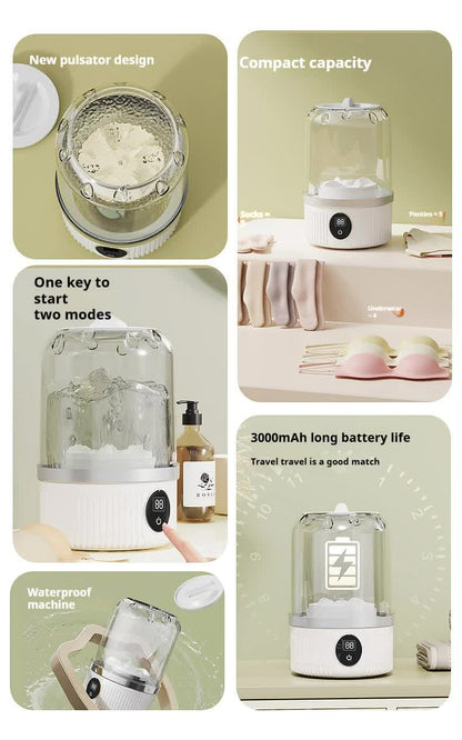 White Portable Mini Washing Machine - Rechargeable USB-C Electric Washer for Travel, Delicates & Socks Tristar Online