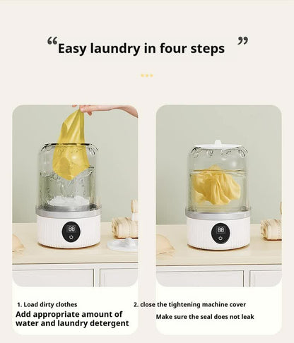 White Portable Mini Washing Machine - Rechargeable USB-C Electric Washer for Travel, Delicates & Socks Tristar Online
