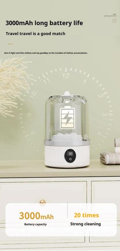 White Portable Mini Washing Machine - Rechargeable USB-C Electric Washer for Travel, Delicates & Socks Tristar Online