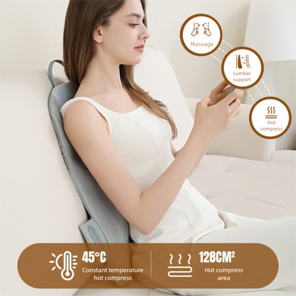 Beige Slim Wireless Shiatsu Back Massager Cushion - Rechargeable Heated Massage Pad for Full Back Relief Tristar Online