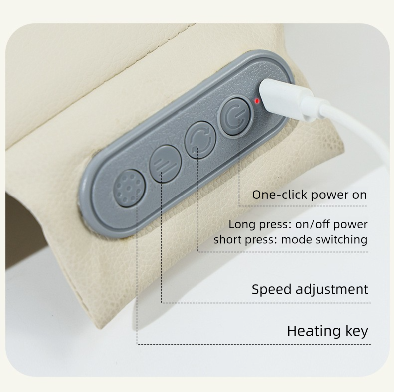 Beige Slim Wireless Shiatsu Back Massager Cushion - Rechargeable Heated Massage Pad for Full Back Relief Tristar Online