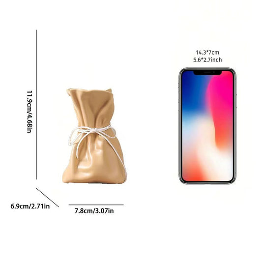 Yellow And White Chic Money Bag Inspired Vase - Modern Resin Decorative Flower Holder & Tabletop Accent(Use the mobile phone as a reference for size) Tristar Online