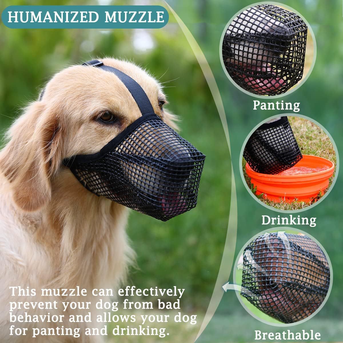 2 Pcs Size XL Grey Breathable Mesh Dog Muzzle - Anti-Barking, Biting & Chewing - Adjustable & Comfortable Nylon Muzzle for Dogs Tristar Online