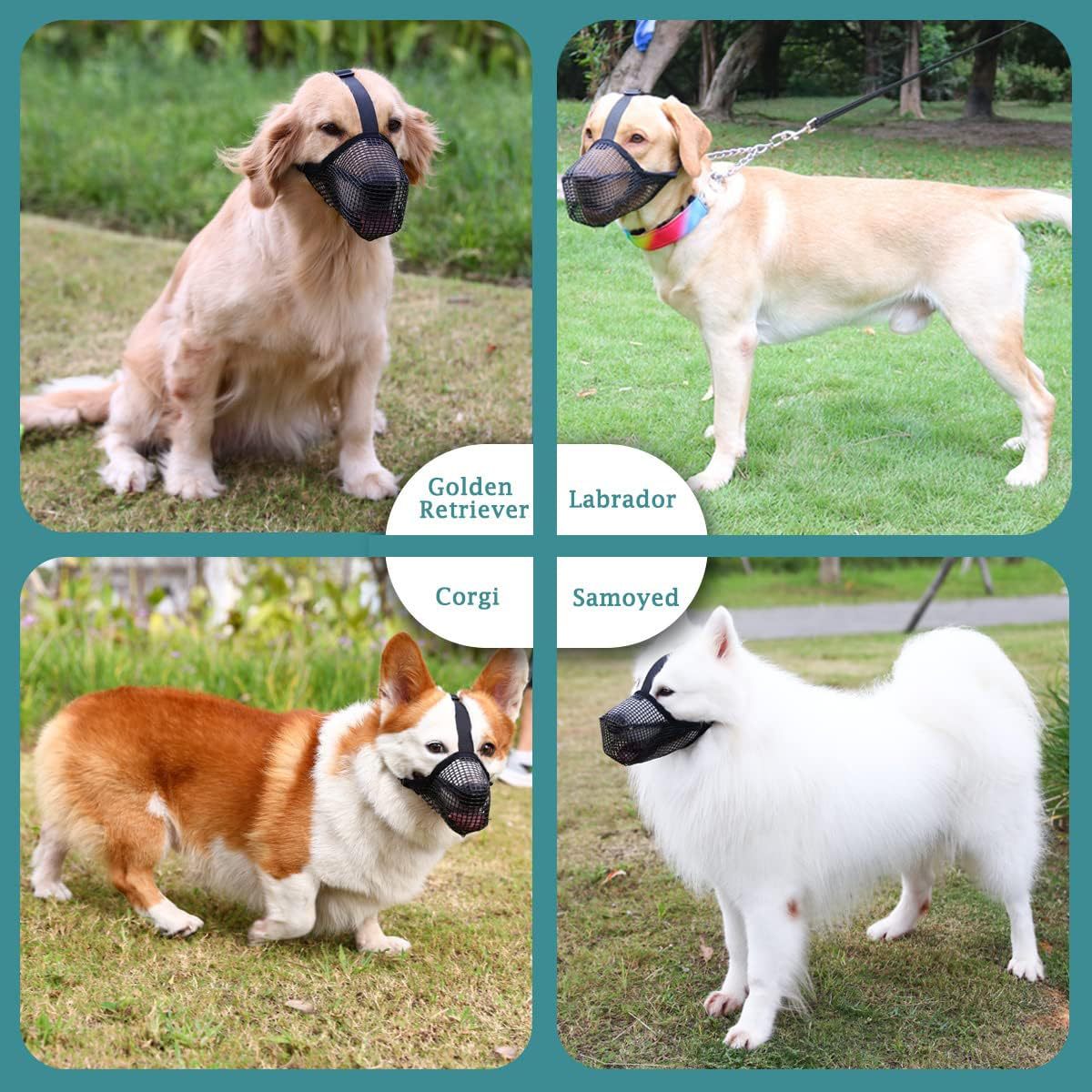 2 Pcs Size XL Grey Breathable Mesh Dog Muzzle - Anti-Barking, Biting & Chewing - Adjustable & Comfortable Nylon Muzzle for Dogs Tristar Online