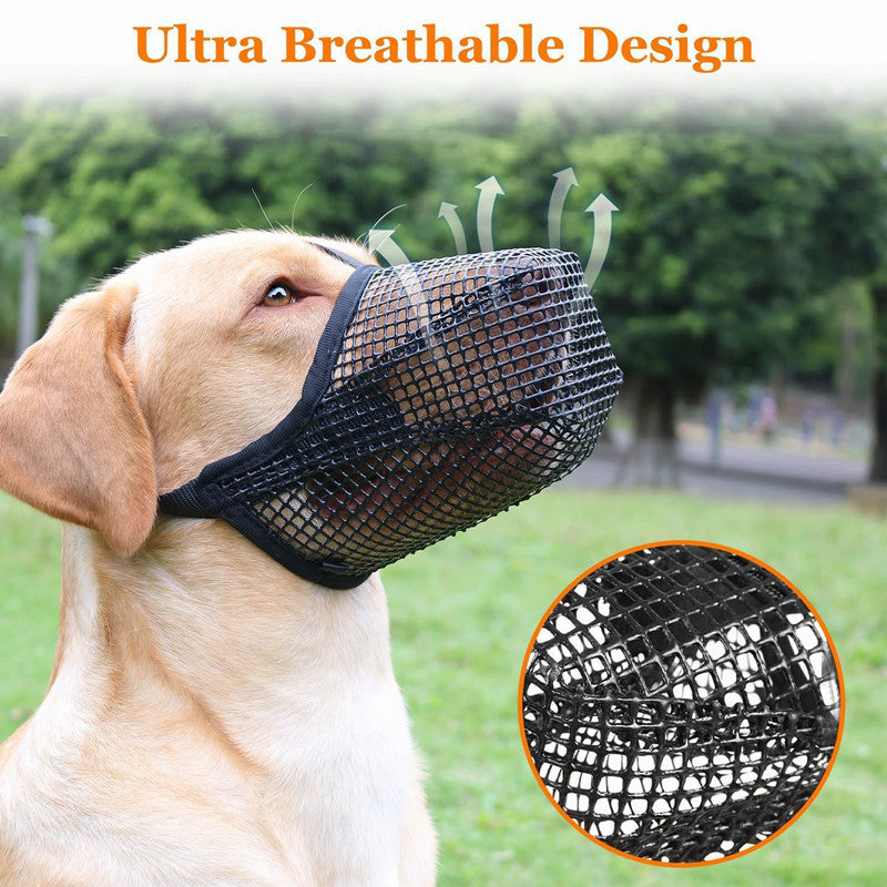 2 Pcs Size M Grey Breathable Mesh Dog Muzzle - Anti-Barking, Biting & Chewing - Adjustable & Comfortable Nylon Muzzle for Dogs Tristar Online