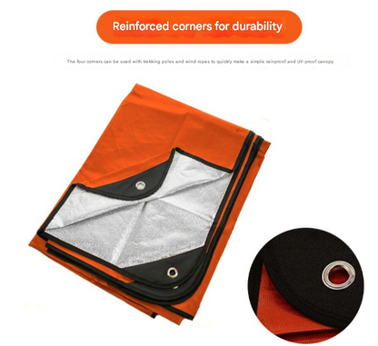 Heavy Duty PE Emergency Survival Blanket - Waterproof Thermal Reflective Tarp (Orange/Silver) Tristar Online