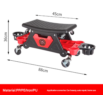 Divided Cup Holder Auto Repair Polishing Stool - Detachable Seat Car Wash Tool Creeper Stool Tristar Online