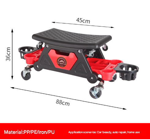 Divided Cup Holder Auto Repair Polishing Stool - Detachable Seat Car Wash Tool Creeper Stool Tristar Online