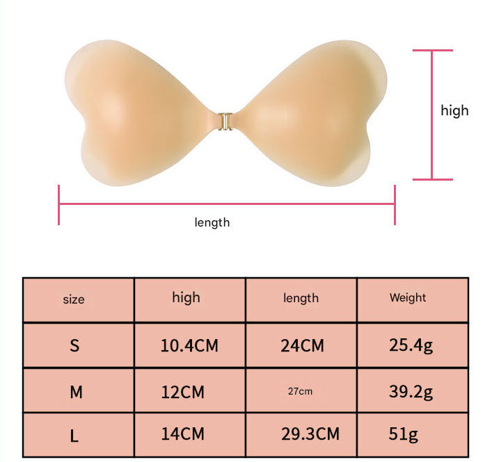 Size S [A cup] Two Pairs Light Skin Colour Heart-Shaped Silicone Breast Sticker - Thin Invisible Push-Up for Small Chest Enhancement Tristar Online