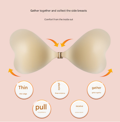 Size M [B cup] Two Pairs Light Skin Colour Heart-Shaped Silicone Breast Sticker - Thin Invisible Push-Up for Small Chest Enhancement Tristar Online