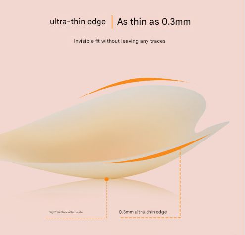 Size M [B cup] Two Pairs Light Skin Colour Heart-Shaped Silicone Breast Sticker - Thin Invisible Push-Up for Small Chest Enhancement Tristar Online