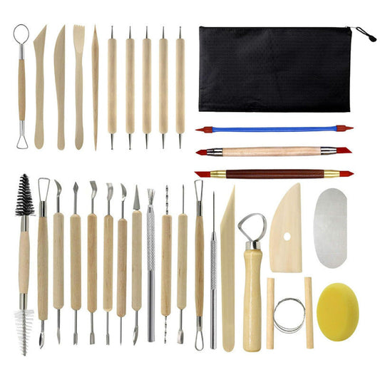 32-Piece Pottery Tool Set with Cloth Bag - DIY Clay Sculpting Kit for Kids Tristar Online