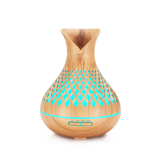 Light Woodgrain 500ml Wood-Grain Essential Oil Aroma Diffuser with Lattice Design and Humidifier Tristar Online