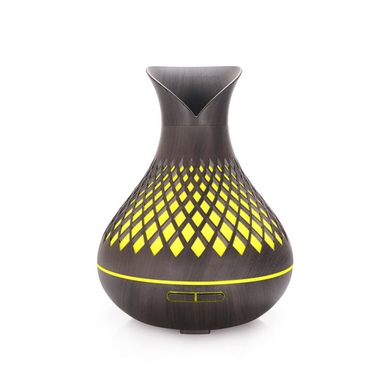 Dark Woodgrain 500ml Wood-Grain Essential Oil Aroma Diffuser with Lattice Design and Humidifier Tristar Online