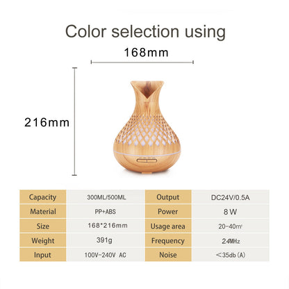 Wood Grain 500ml Wood-Grain Essential Oil Aroma Diffuser with Lattice Design and Humidifier Tristar Online