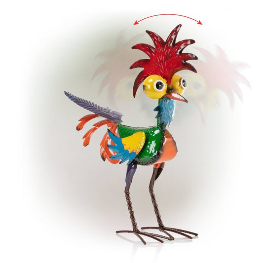 Colorful Garden Rooster Statue - 19 x 22 cm Outdoor Metal Ornament for Lawn and Patio Decor Tristar Online