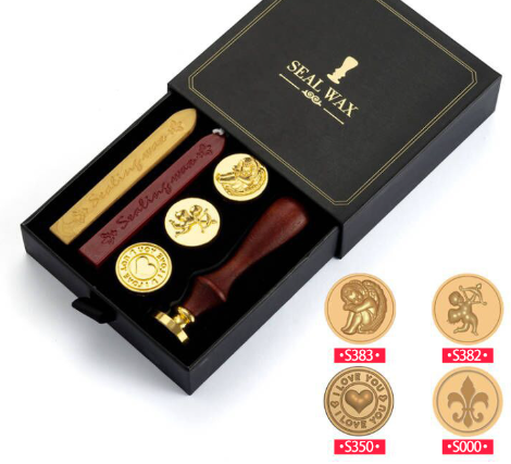 Black Box 2-Piece Retro Sealing Wax Stamp Set - 11.3 x 11.3 x 3.6 cm DIY Gift Box Kit for Handmade Crafts Tristar Online