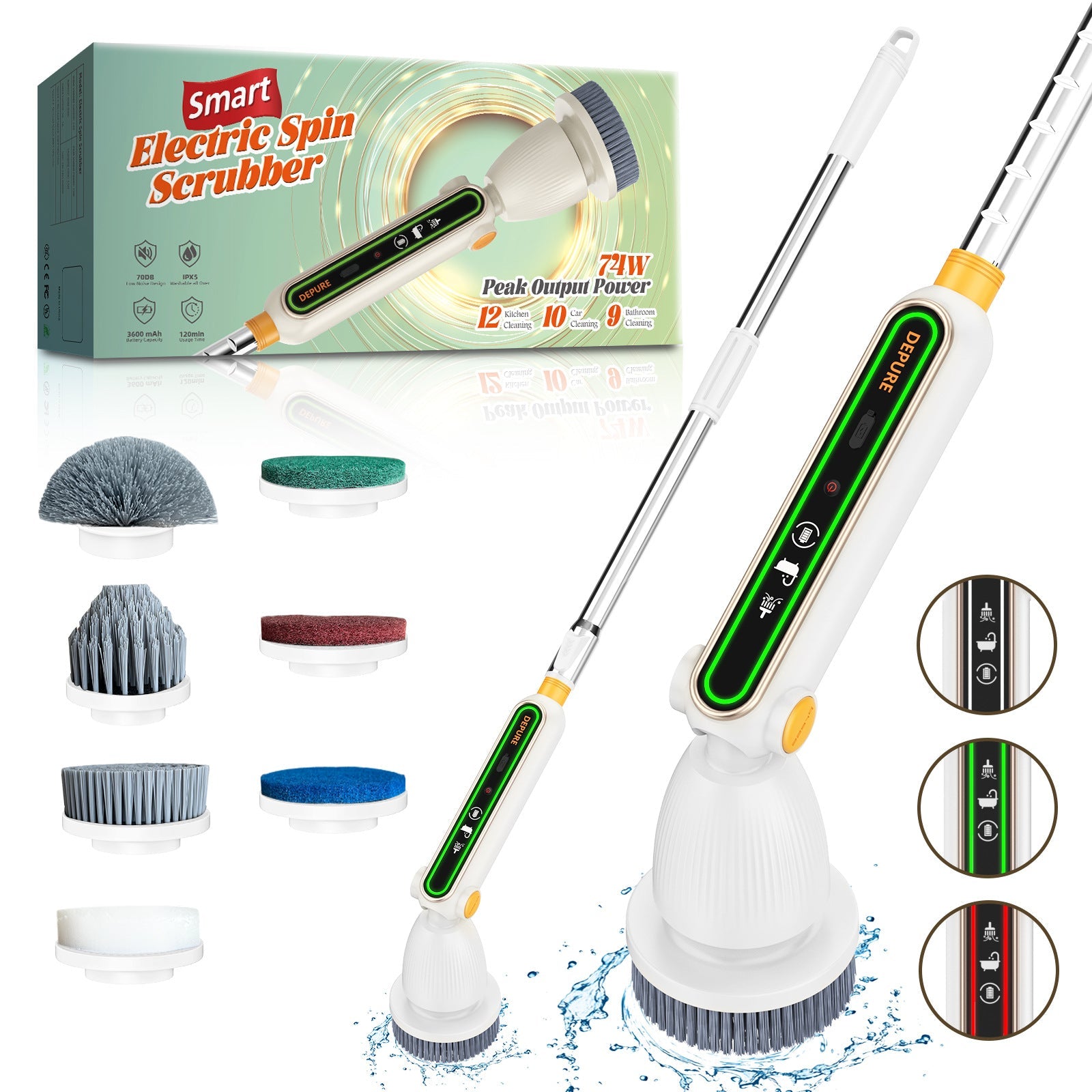 Home Luxury Style Powerful Torque Silent Extendable Smart-Sensing Electric Cleaning Brush Tristar Online