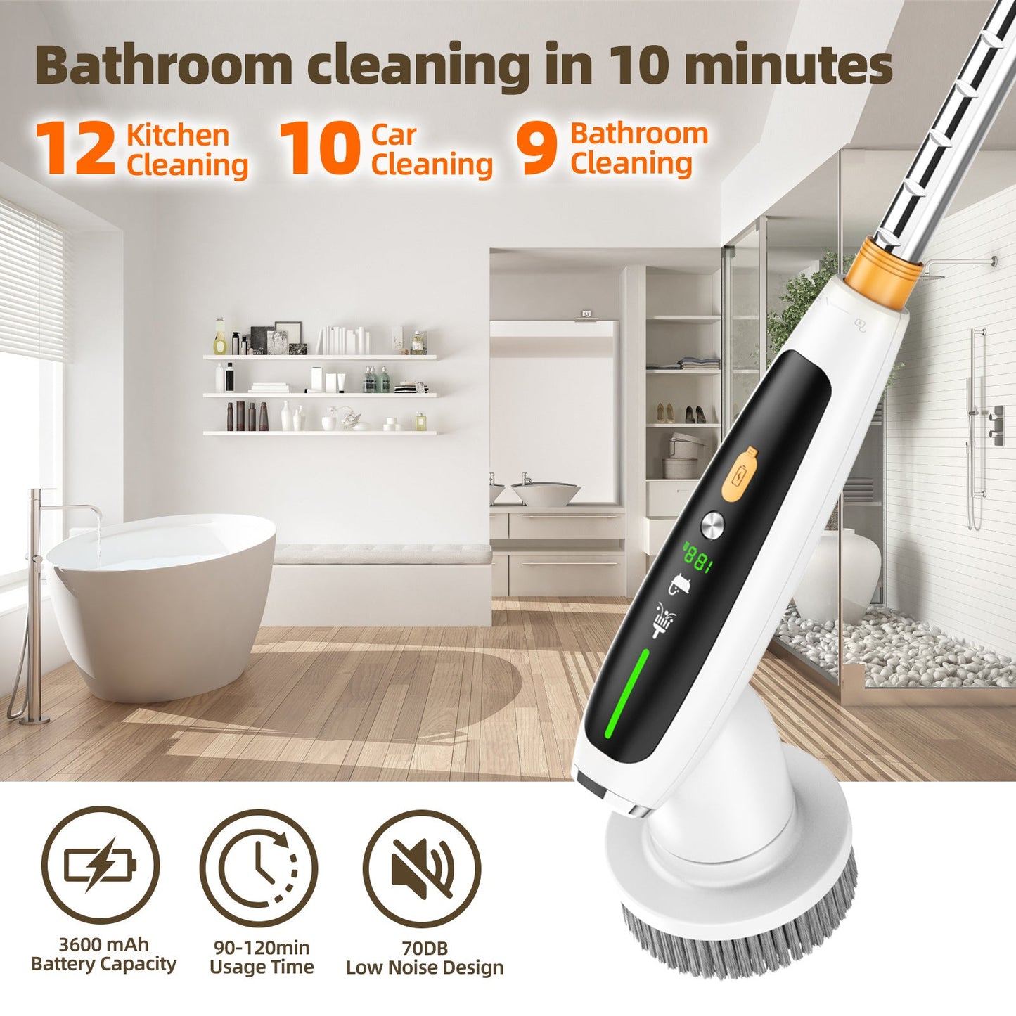 Simple Millet Style Powerful Torque Silent Extendable Smart-Sensing Electric Cleaning Brush Tristar Online
