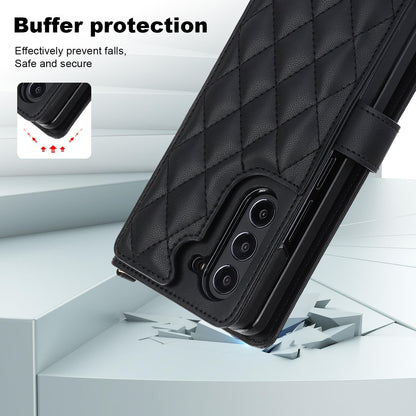 Rose Gold Galaxy Z Fold3 Multi-Functional Leather Wallet Case for Samsung Z Fold Series - Crossbody with Pen Slot, Quilted Design Pen Not Included Tristar Online