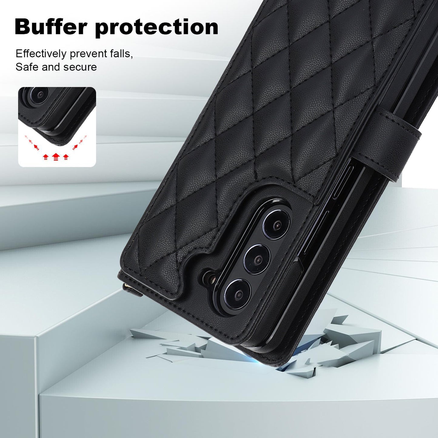 Rose Gold Galaxy Z Fold5 Multi-Functional Leather Wallet Case for Samsung Z Fold Series - Crossbody with Pen Slot, Quilted Design Pen Not Included Tristar Online