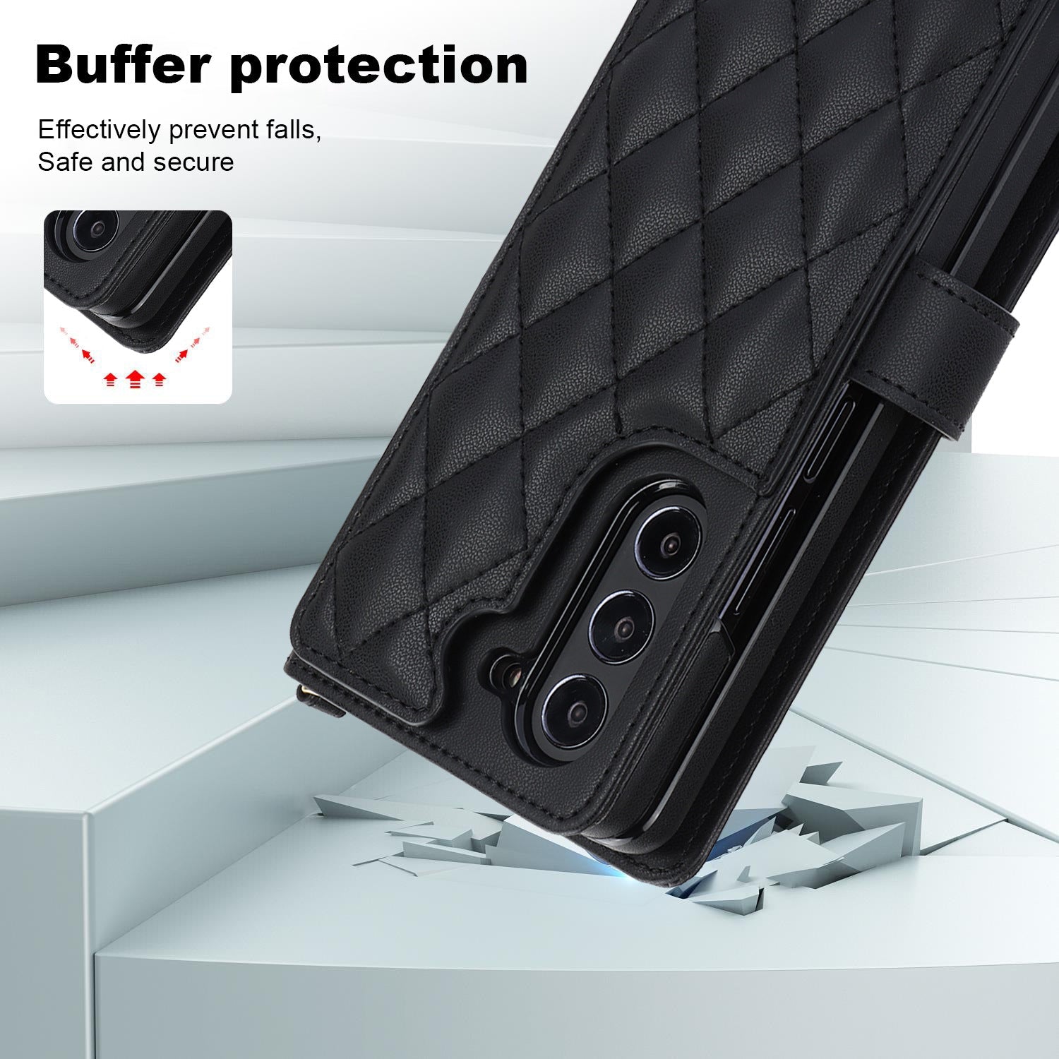 Rose Gold Galaxy Z Fold5 Multi-Functional Leather Wallet Case for Samsung Z Fold Series - Crossbody with Pen Slot, Quilted Design Pen Not Included Tristar Online