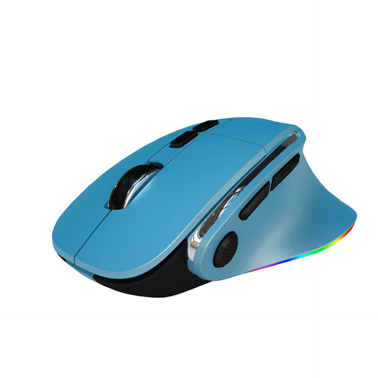 Ergonomic Vertical Wireless Mouse - Dual Mode (2.4G + Bluetooth), RGB Light, Rechargeable 500mAh Battery(Blue) Tristar Online