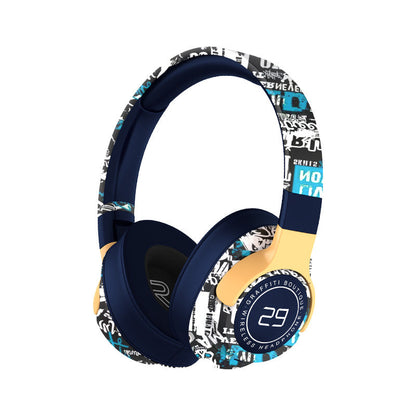 Trendy Graffiti Wireless Over-Ear Headphones - Bluetooth 5.1, HIFI 360 Surround Sound, 12H Playtime, Low Latency(blue) Tristar Online