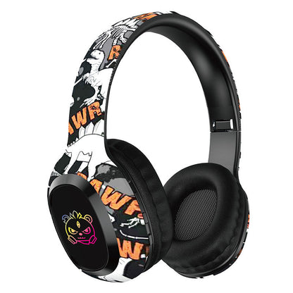 Wireless Over-Ear Headphones with Graffiti Design - Bluetooth 5.3, HIFI Sound, RGB Light, 8H Playtime(black) Tristar Online