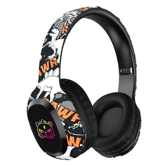 Wireless Over-Ear Headphones with Graffiti Design - Bluetooth 5.3, HIFI Sound, RGB Light, 8H Playtime(black) Tristar Online