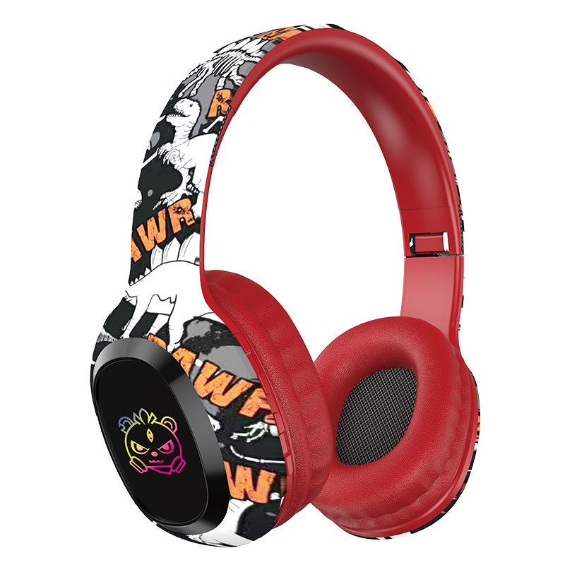 Wireless Over-Ear Headphones with Graffiti Design - Bluetooth 5.3, HIFI Sound, RGB Light, 8H Playtime(red) Tristar Online