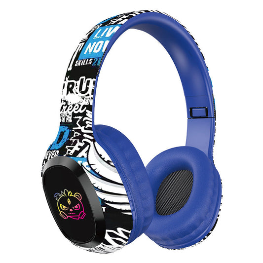Wireless Over-Ear Headphones with Graffiti Design - Bluetooth 5.3, HIFI Sound, RGB Light, 8H Playtime(blue) Tristar Online